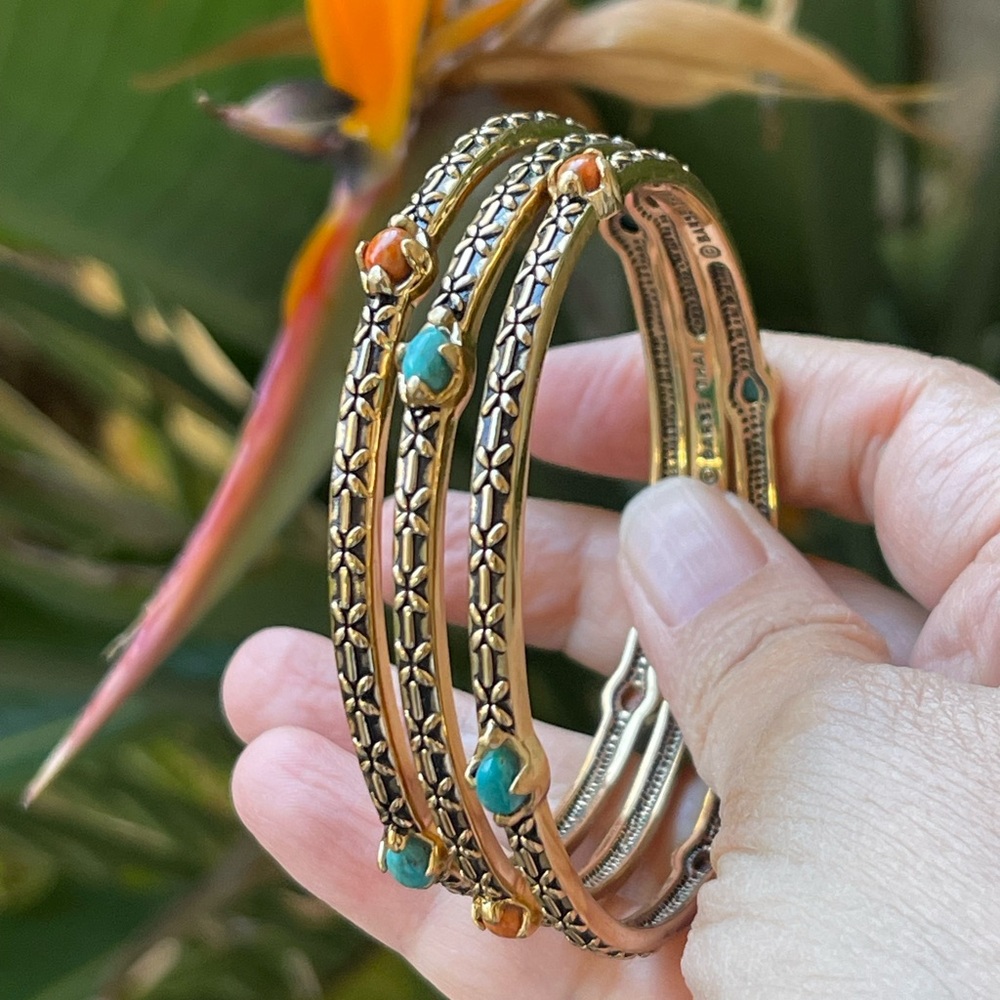 Barse Bundle Of 3 Turquoise And Agate Signed Anti… - image 1